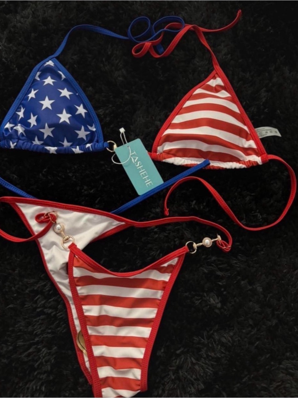 Stars & Stripes Red, White & Blue Triangle Bikini